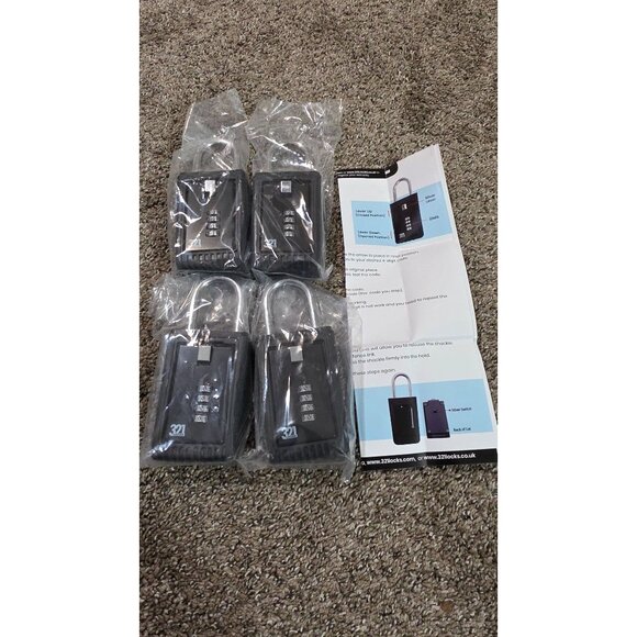 Set of 4 – 321 Locks Combination Key Lock Boxes with 4-Digit Code – Portable Sec - Picture 8 of 8